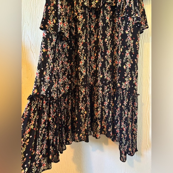 Zara Black Floral Pleated Ruffle Midi Maxi Dress Bloggers Fave Bohemian Crinkle - Picture 7 of 17